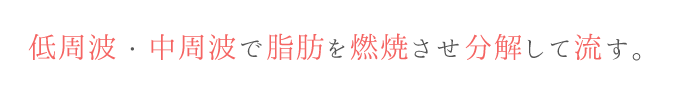 低周波・中周波で脂肪を燃焼させ分解して流す。